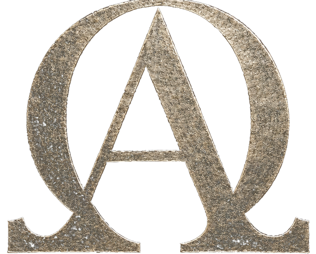 The Omega Artists mark: an A nested inside the Greek letter omega